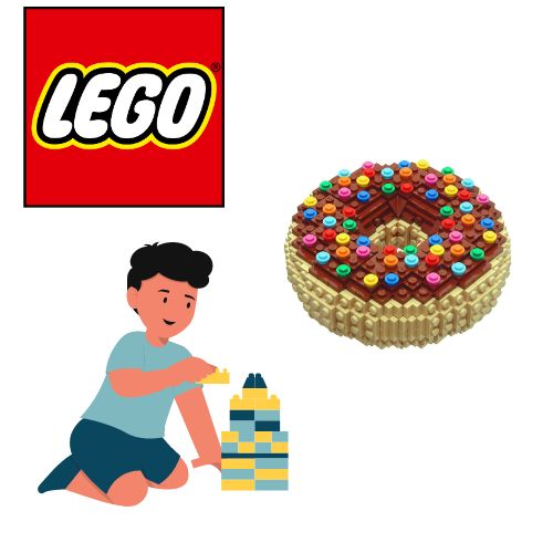 boy playing with legos and a dounut