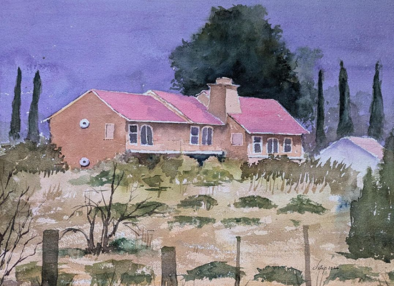 Painting of a house by Dilip Mongole