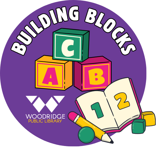 The words "Building Blocks" curved over an image of colorful building blocks and a book.