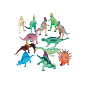 colorful plastic dinosaur toys