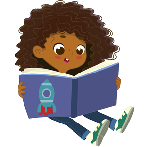 young black girl reading book