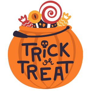 Pumpkin trick or treat basket with candy treats