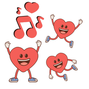 happy hearts dancing to music