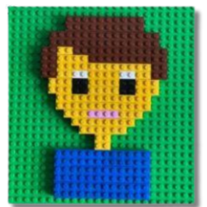 portrait of boy created with LEGO pieces