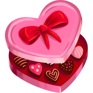 heart-shaped box of chocolates